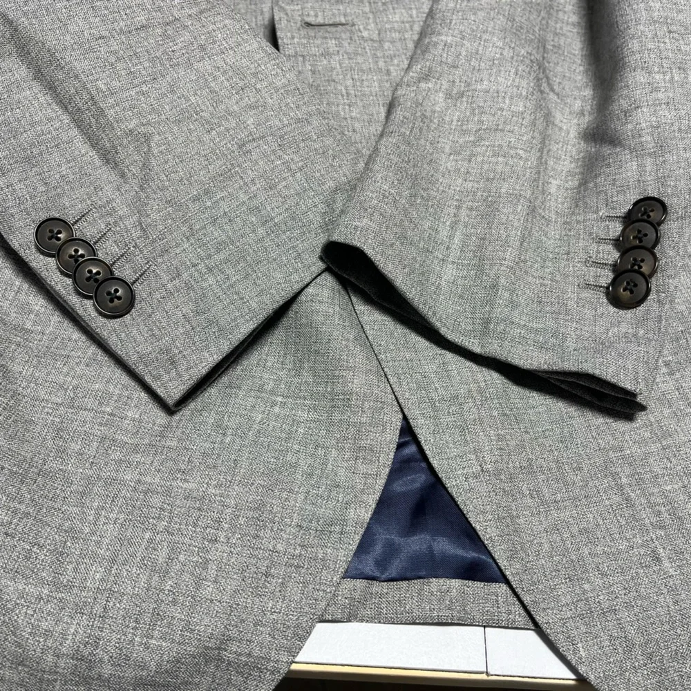 Suitsupply Lazio Single Breasted Light Grey Slim Fit Rustic Tropical Wool 38R